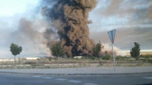 Incendio en una nave con productos químicos en Chiloeches (Guadalajara)