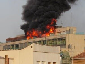 Impactante incendio en el centro de Madrid