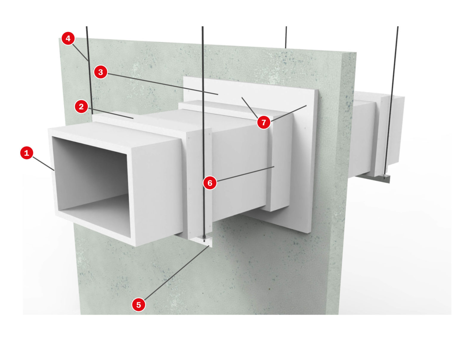 Fire protection of ventilation ducts and extraction Tecbor® boards.